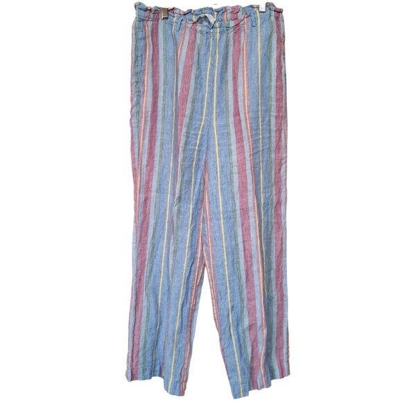 Frame Striped 100% Linen Easy Pants Lightweight Size M - Picture 1 of 5